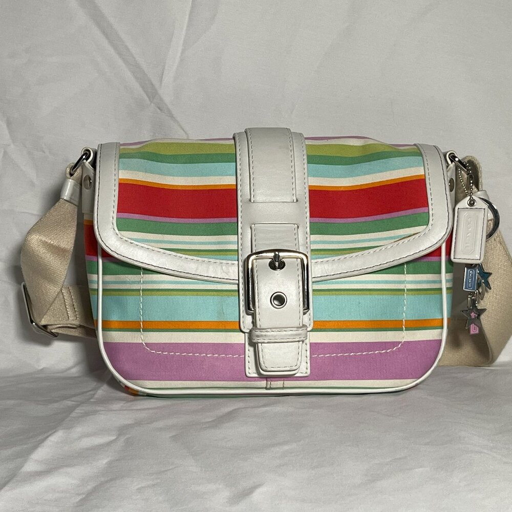 Coach Hampton Flap MultiColor Striped Crossbody/Shoulder Bag F10701